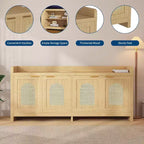 Meuble TV pour télévision de 65 pouces, meuble de divertissement en bois avec placard de rangement à porte vitrée, table console TV pour salon ou chambre à coucher