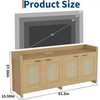 Meuble TV pour télévision de 65 pouces, meuble de divertissement en bois avec placard de rangement à porte vitrée, table console TV pour salon ou chambre à coucher