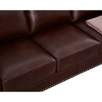 Canapé de rangement MAYEERTY en tissu de lin, cadre en bois massif et métal, clous décoratifs argentés, couleur bordeaux, pour salon