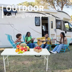 Table pliante robuste à hauteur réglable, portable ? Table d'appoint pliable en deux, idéale pour l'intérieur/extérieur, le camping, le pique-nique, les fêtes, les barbecues