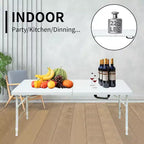 Table pliante robuste à hauteur réglable, portable ? Table d'appoint pliable en deux, idéale pour l'intérieur/extérieur, le camping, le pique-nique, les fêtes, les barbecues