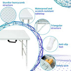 Table pliante robuste à hauteur réglable, portable ? Table d'appoint pliable en deux, idéale pour l'intérieur/extérieur, le camping, le pique-nique, les fêtes, les barbecues