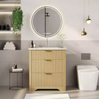 Bathroom Vanity with Sink, Vintage Bathroom Cabinet Vanity with Doors & Drawers, Farmhouse Wooden Freestanding Bathroom Cabinet