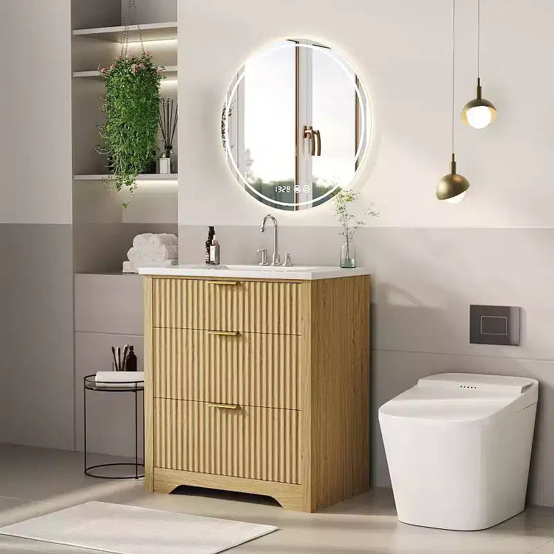 Meuble-lavabo de salle de bain avec évier, meuble-lavabo de salle de bain vintage avec portes et tiroirs, meuble de salle de bain autonome en bois de style ferme