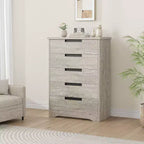 Commode à 5 tiroirs pour chambre à coucher, commode noire à 5 tiroirs avec poignées encastrées, organisateur de commode en bois pour salon, chambre d'enfant, couloir