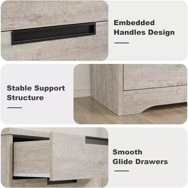 Commode à 5 tiroirs pour chambre à coucher, commode noire à 5 tiroirs avec poignées encastrées, organisateur de commode en bois pour salon, chambre d'enfant, couloir
