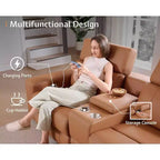 Canapé inclinable électrique AMERLIFE avec console, deux fauteuils inclinables électriques, canapé d'angle en cuir pour salon, marron