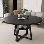Round Dining Table for 4-6, 42 Farmhouse Kitchen Table with Storage, Circle Dinner Tables for Kitchen, Dining Room, Living Room, Meeting Room