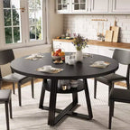 Table à manger ronde pour 4-6 personnes, table de cuisine de ferme de 42 pouces avec rangement, tables à dîner circulaires pour la cuisine, la salle à manger, le salon, la salle de réunion