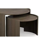 Table gigogne contemporaine ronde 2 pièces en bois de manguier massif Darah de 81 cm de large, entièrement assemblée