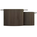 Table gigogne contemporaine ronde 2 pièces en bois de manguier massif Darah de 81 cm de large, entièrement assemblée