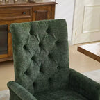 TUYOHW Lot de 1 fauteuil de salle à manger en chenille avec pieds incurvés en bois massif, chaises de cuisine et de salle à manger capitonnées à dossier haut pour salon