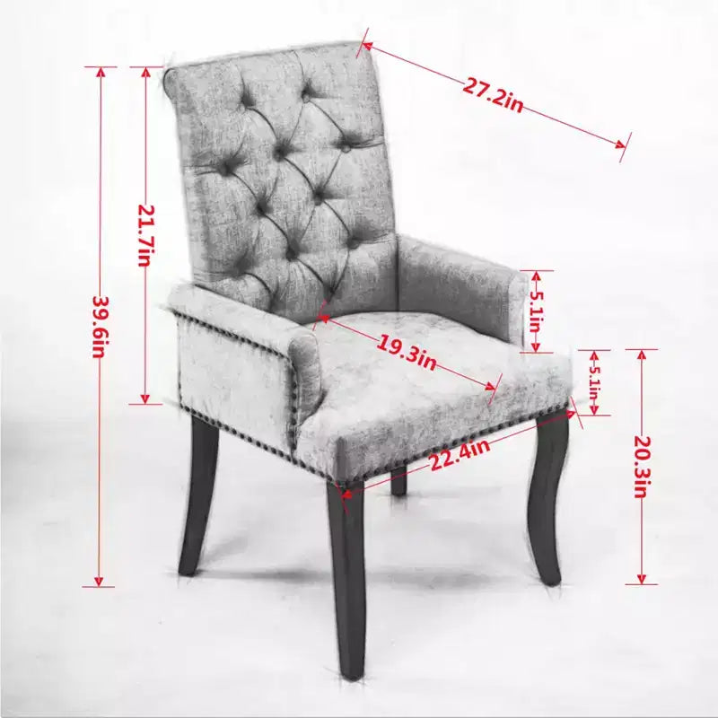 TUYOHW Lot de 1 fauteuil de salle à manger en chenille avec pieds incurvés en bois massif, chaises de cuisine et de salle à manger capitonnées à dossier haut pour salon