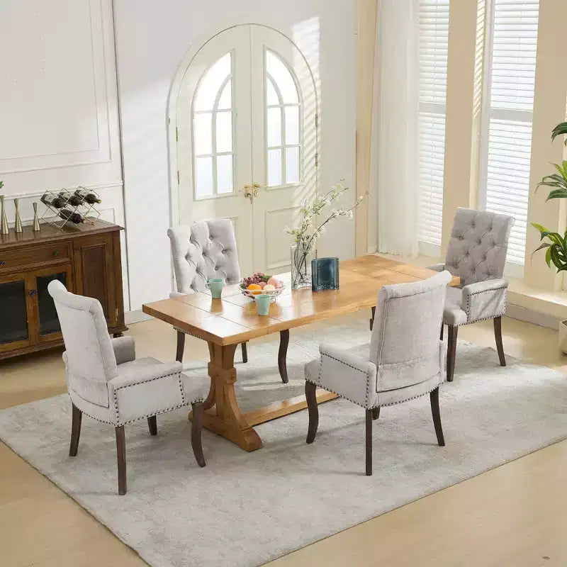 TUYOHW Lot de 1 fauteuil de salle à manger en chenille avec pieds incurvés en bois massif, chaises de cuisine et de salle à manger capitonnées à dossier haut pour salon