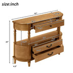 JVNOXK Table console vintage en bois courbé de 109 cm avec 3 tiroirs, table d'entrée avec étagère de rangement, convient pour le salon, marron
