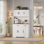 Meuble de rangement avec station de charge, Armoire de cuisine de 180 cm, Vaisselier de cuisine de style campagnard avec tiroirs, Étagères réglables pour salle à manger