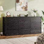 9 Drawer Dresser for Bedroom, Wide Modern Wooden Chest of Drawers with Large Storage, Wood Dresser Organizer for Living Room, Hallway, Entryway