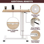 Home Imports Emporium Table de lit réglable avec roulettes, support robuste pour ordinateur portable avec chargement USB et Type-C, porte-gobelet