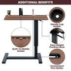 Home Imports Emporium Table de lit réglable avec roulettes, support robuste pour ordinateur portable avec chargement USB et Type-C, porte-gobelet