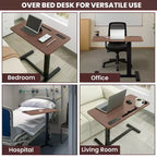Home Imports Emporium Table de lit réglable avec roulettes, support robuste pour ordinateur portable avec chargement USB et Type-C, porte-gobelet