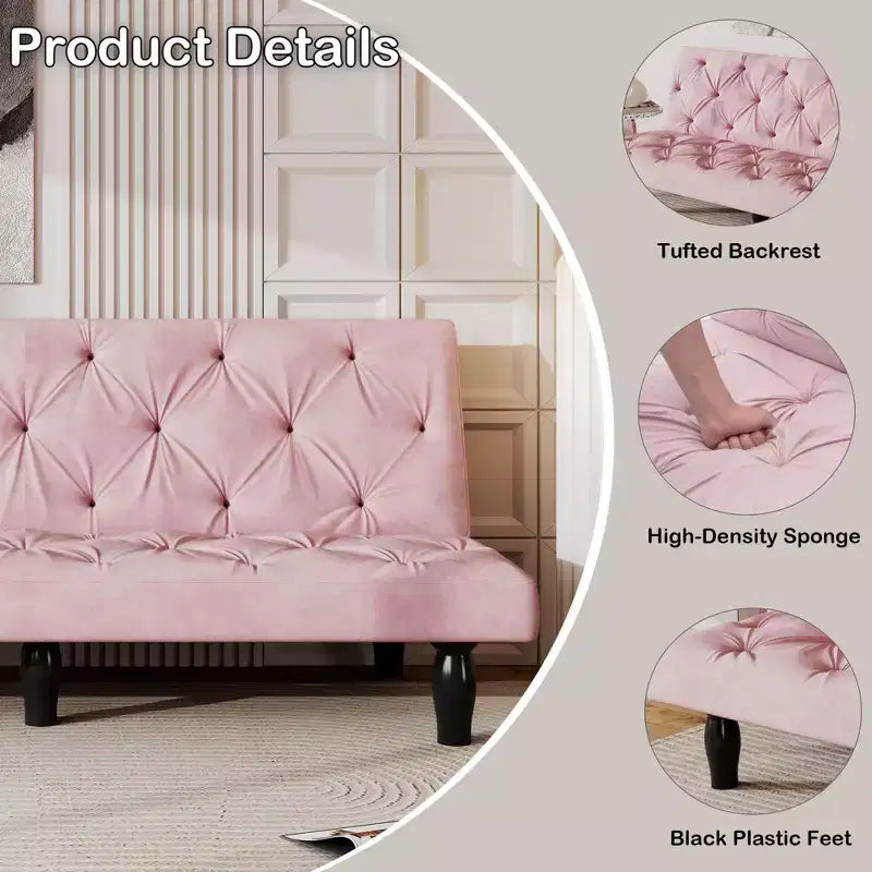 Canapé-lit futon en velours TUYOHW avec dossier réglable, canapé convertible moderne de 66 po pour salon, chambre, appartement et usage invité