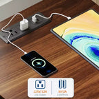Table de chevet rustique avec station de charge, Table de nuit en bois de 45 cm avec porte coulissante, Étagère réglable et rangement à deux niveaux
