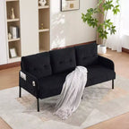 Causeuse moderne surdimensionnée, Canapé 2 places en velours côtelé avec pieds en métal et poches latérales pour salon, chambre, dortoir ou appartement - Panipeachy
