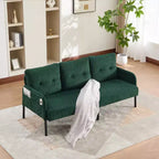 Causeuse moderne surdimensionnée, Canapé 2 places en velours côtelé avec pieds en métal et poches latérales pour salon, chambre, dortoir ou appartement - Panipeachy
