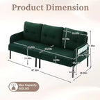Causeuse moderne surdimensionnée, Canapé 2 places en velours côtelé avec pieds en métal et poches latérales pour salon, chambre, dortoir ou appartement - Panipeachy
