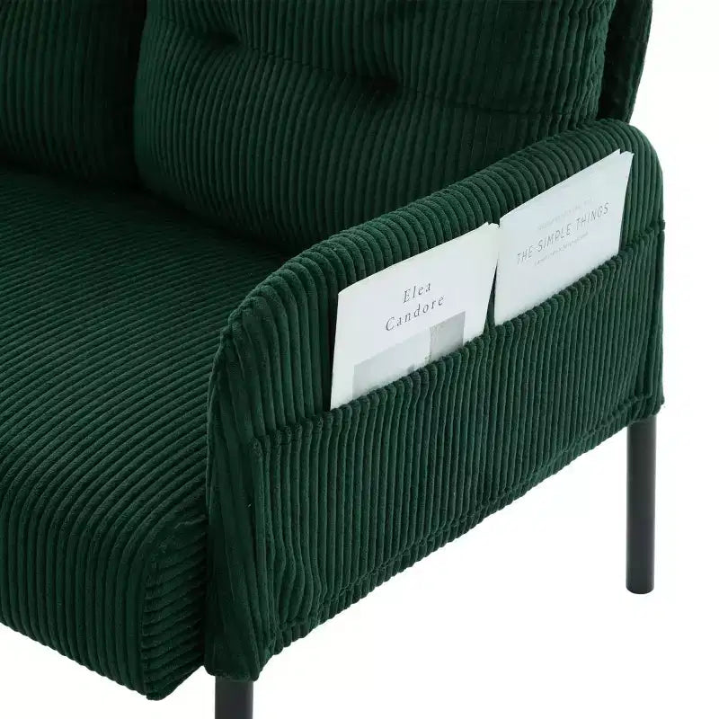 Causeuse moderne surdimensionnée, Canapé 2 places en velours côtelé avec pieds en métal et poches latérales pour salon, chambre, dortoir ou appartement - Panipeachy