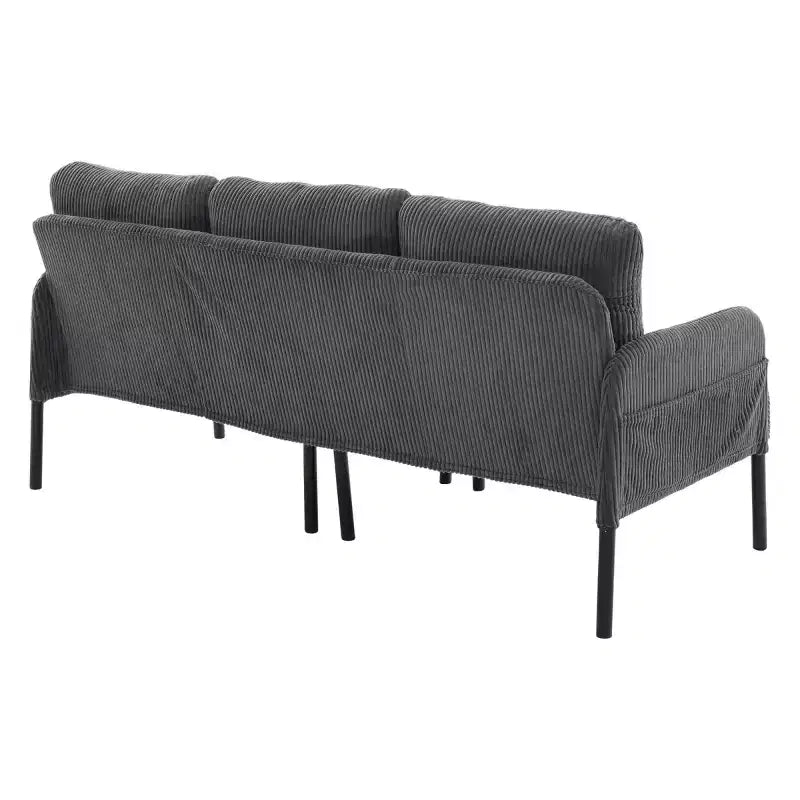 Causeuse moderne surdimensionnée, Canapé 2 places en velours côtelé avec pieds en métal et poches latérales pour salon, chambre, dortoir ou appartement - Panipeachy