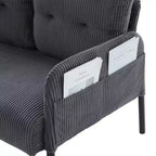 Causeuse moderne surdimensionnée, Canapé 2 places en velours côtelé avec pieds en métal et poches latérales pour salon, chambre, dortoir ou appartement - Panipeachy