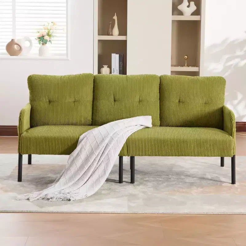 Causeuse moderne surdimensionnée, Canapé 2 places en velours côtelé avec pieds en métal et poches latérales pour salon, chambre, dortoir ou appartement - Panipeachy
