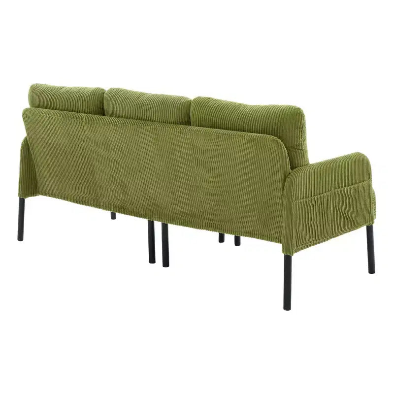 Causeuse moderne surdimensionnée, Canapé 2 places en velours côtelé avec pieds en métal et poches latérales pour salon, chambre, dortoir ou appartement - Panipeachy