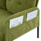 Causeuse moderne surdimensionnée, Canapé 2 places en velours côtelé avec pieds en métal et poches latérales pour salon, chambre, dortoir ou appartement - Panipeachy