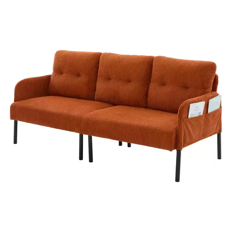 Causeuse moderne surdimensionnée, Canapé 2 places en velours côtelé avec pieds en métal et poches latérales pour salon, chambre, dortoir ou appartement - Panipeachy