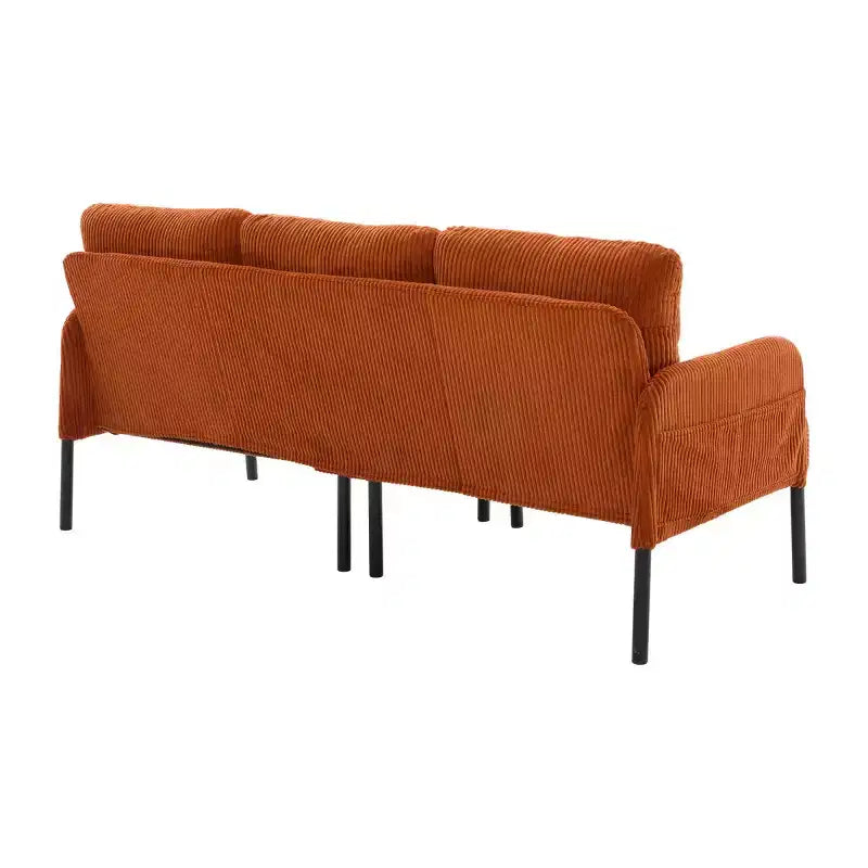 Causeuse moderne surdimensionnée, Canapé 2 places en velours côtelé avec pieds en métal et poches latérales pour salon, chambre, dortoir ou appartement - Panipeachy