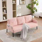 Causeuse moderne surdimensionnée, Canapé 2 places en velours côtelé avec pieds en métal et poches latérales pour salon, chambre, dortoir ou appartement - Panipeachy