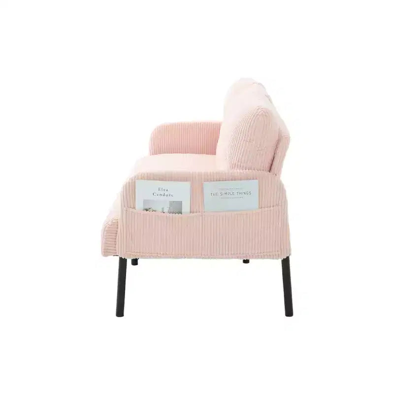 Causeuse moderne surdimensionnée, Canapé 2 places en velours côtelé avec pieds en métal et poches latérales pour salon, chambre, dortoir ou appartement - Panipeachy