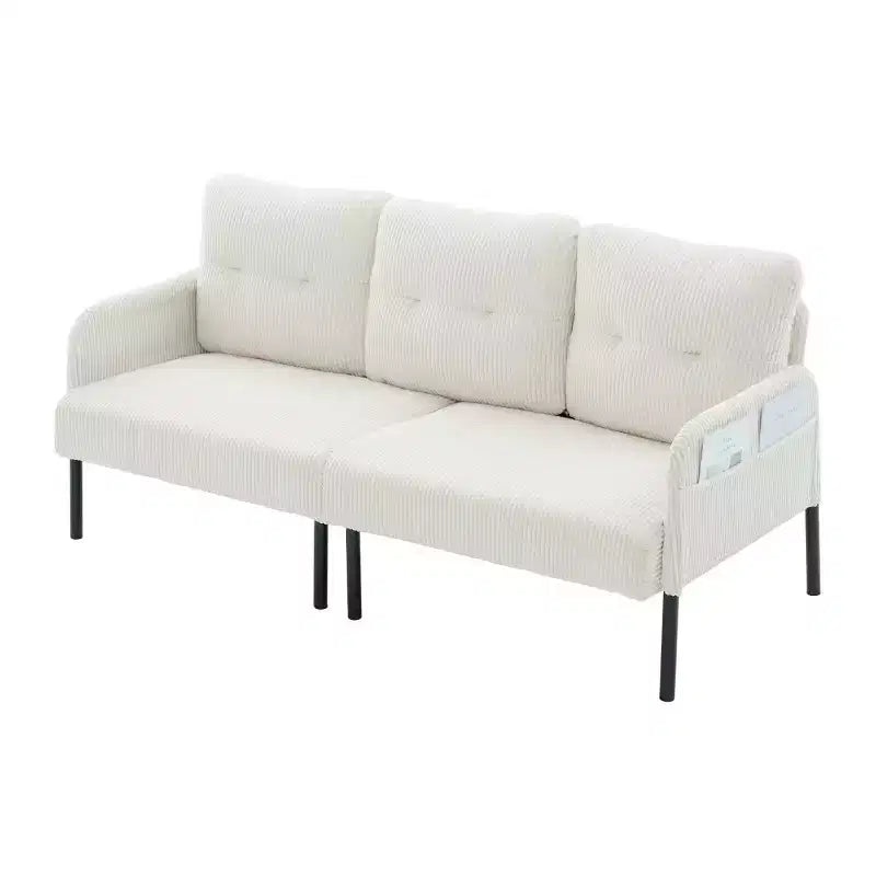 Causeuse moderne surdimensionnée, Canapé 2 places en velours côtelé avec pieds en métal et poches latérales pour salon, chambre, dortoir ou appartement - Panipeachy