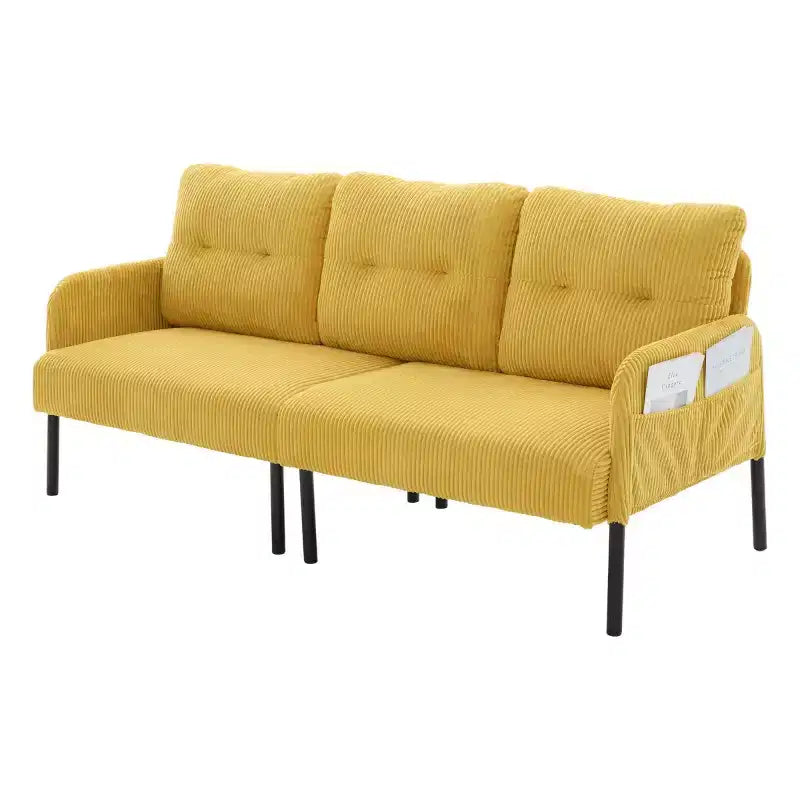Causeuse moderne surdimensionnée, Canapé 2 places en velours côtelé avec pieds en métal et poches latérales pour salon, chambre, dortoir ou appartement - Panipeachy