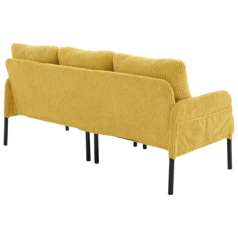Causeuse moderne surdimensionnée, Canapé 2 places en velours côtelé avec pieds en métal et poches latérales pour salon, chambre, dortoir ou appartement - Panipeachy