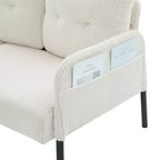 Causeuse moderne surdimensionnée, Canapé 2 places en velours côtelé avec pieds en métal et poches latérales pour salon, chambre, dortoir ou appartement - Panipeachy