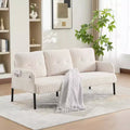 Oversized Modern Loveseat Sofa, 2-Seater Corduroy Couch with Metal Legs & Side Pockets for Living Room, Bedroom, Dorm, or Apartment-Panipeachy