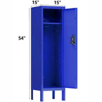 Casier en acier à un niveau avec 2 compartiments, Armoire de rangement en métal pour la maison, le bureau, l'école, la salle de sport, 54H x 15W x 14D
