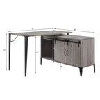 TUYOHW Bureau d'angle avec armoire latérale, porte coulissante de grange, bureau industriel avec compartiments de rangement, trou de câble, bureau d'ordinateur pour le bureau