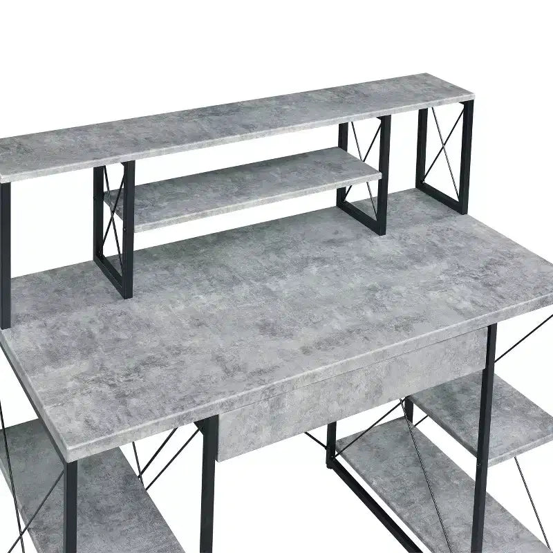 TUYOHW Bureau d'ordinateur de bureau avec rangement, tiroir, 8 compartiments, piètement luge en métal, plateau en bois, bureau d'écriture pour bureau à domicile