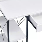 TUYOHW Bureau d'ordinateur de bureau avec rangement, tiroir, 8 compartiments, piètement luge en métal, plateau en bois, bureau d'écriture pour bureau à domicile