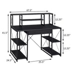 TUYOHW Bureau d'ordinateur de bureau avec rangement, tiroir, 8 compartiments, piètement luge en métal, plateau en bois, bureau d'écriture pour bureau à domicile