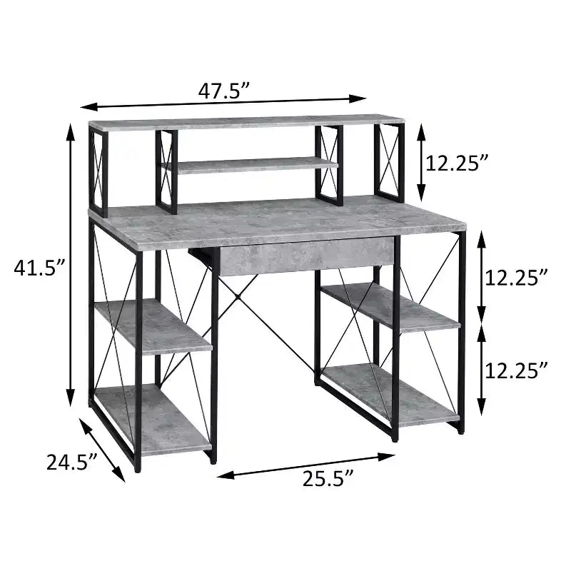 TUYOHW Bureau d'ordinateur de bureau avec rangement, tiroir, 8 compartiments, piètement luge en métal, plateau en bois, bureau d'écriture pour bureau à domicile